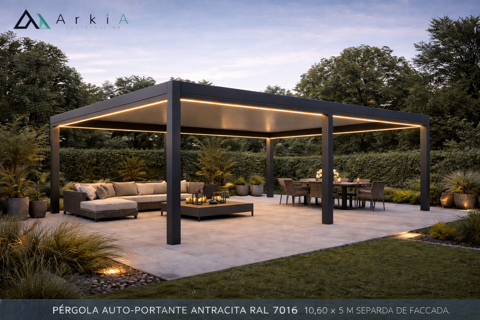 Pérgola autoportante con cubierta de panel sándwich: ideas para mejorar un espacio exterior - imagen 3